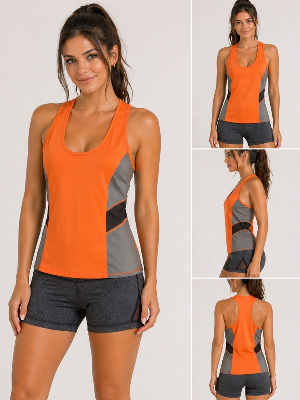 Karma Vivid Coral Kelli Tank Top L/G Athletic Wear Racerback Design Breathable